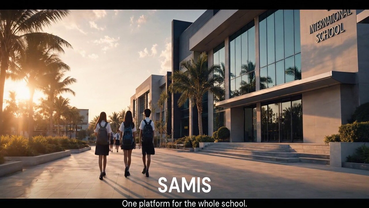 Students arriving at a school running on the SAMIS platform